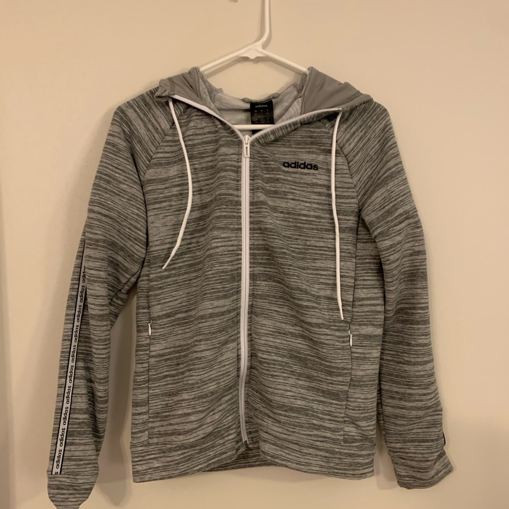 Grey/Black Zip-Up Adidas Sweatshirt